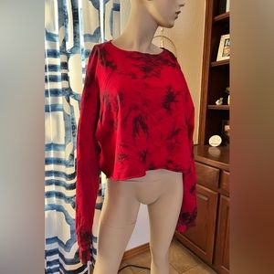 Current Mood Plus Size Red Tie Dye Sweatshirt 1X